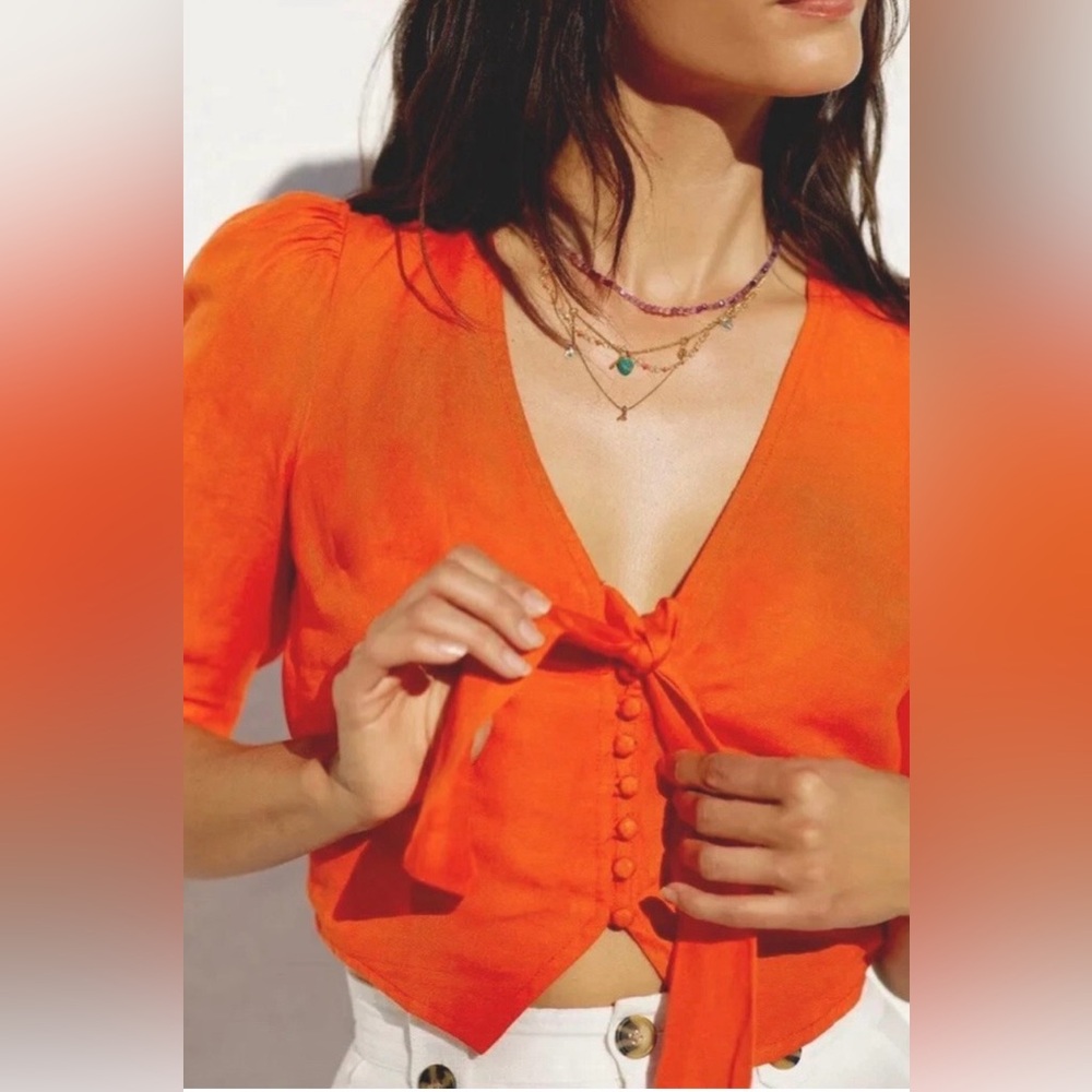 Anthropologie Vibrant Orange Blouse
